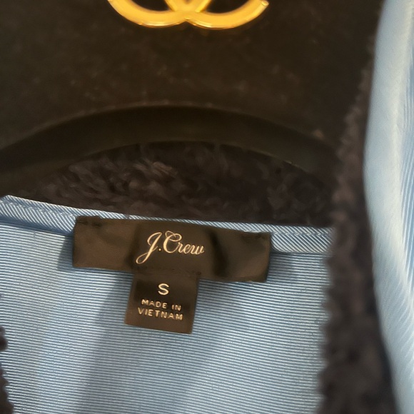 J. Crew Superplush sherpa full-zip jacket Size S color block Navy Blue Green - Picture 8 of 14